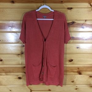 J Jill Short Sleeve Cardigan Linen Blend